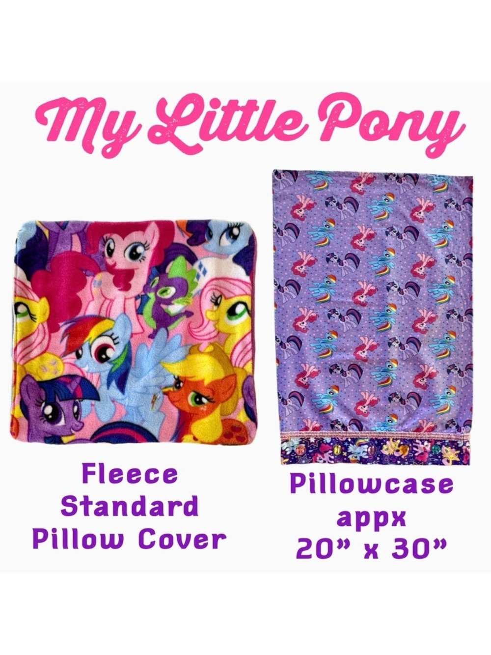 My Little Pony Fleece Standard Pillow Cover & Pillowcase (~20”x30”)